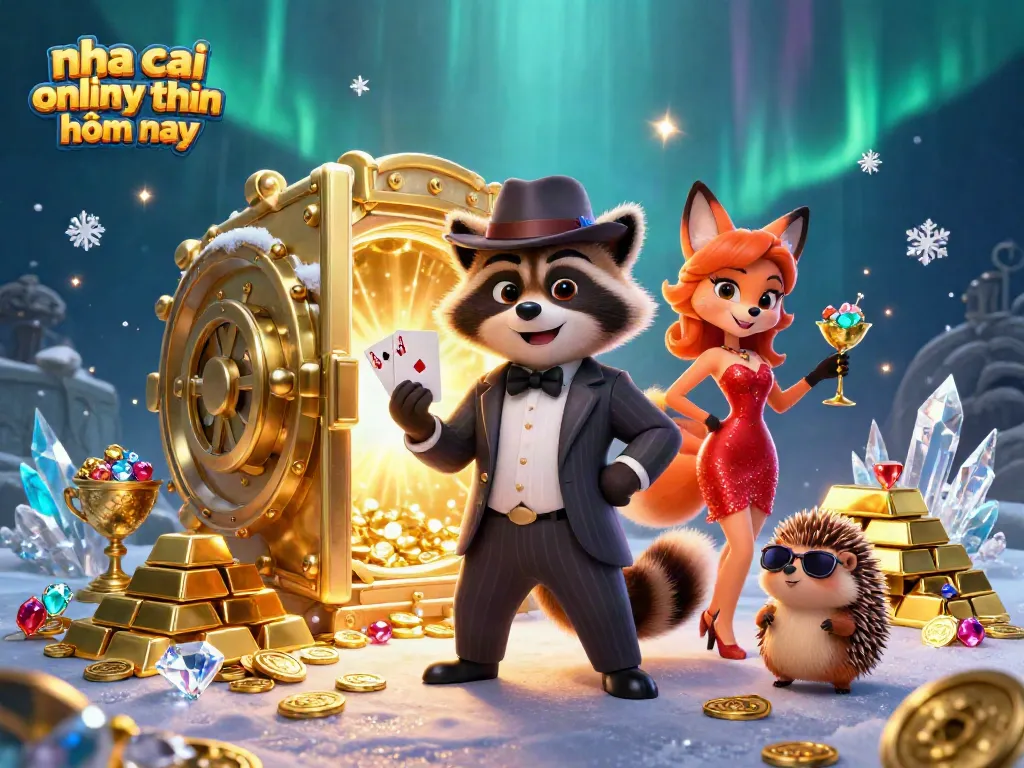 Experience the thrill of nha cai online uy tin hôm nay with our playful characters in a vibrant casino scene.