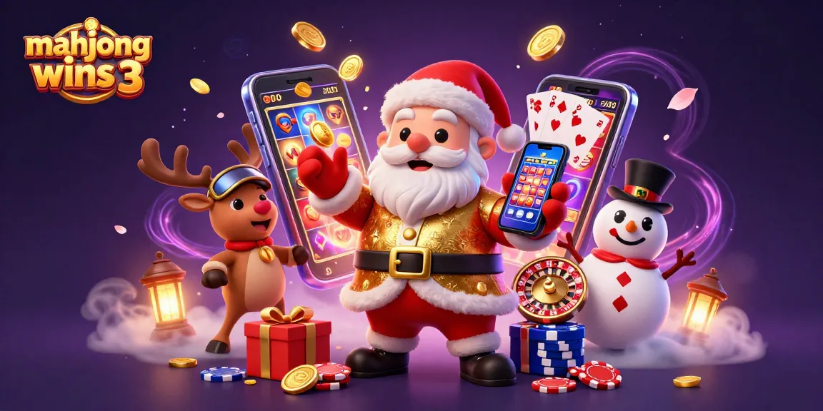 Win big with mahjong wins 3 as Santa Claus celebrates jackpots at the casino!