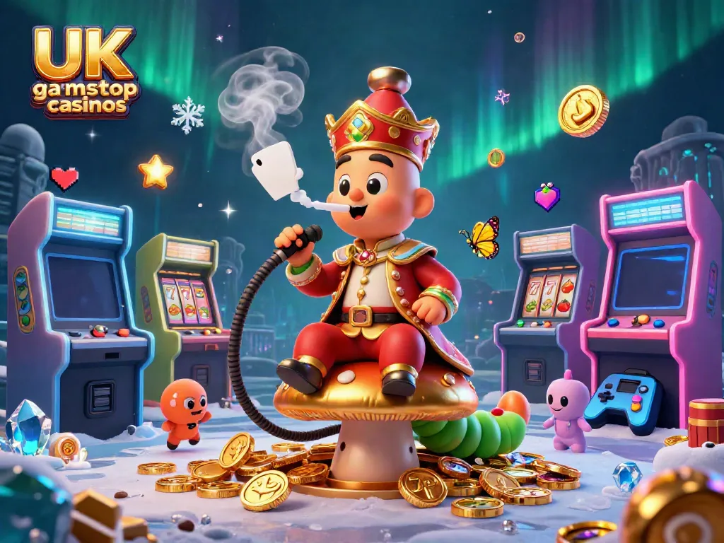 Engage with UK non gamstop casinos through vibrant gaming dynamics featuring an imaginative 3D scene.
