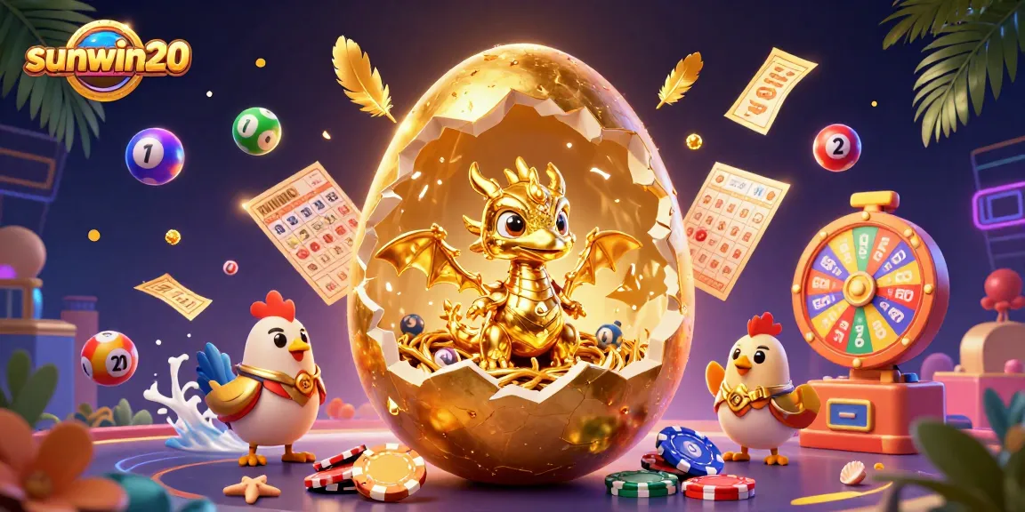 Engage with sunwin20's vibrant casino experience featuring a golden dragon guarding treasures and lottery elements.